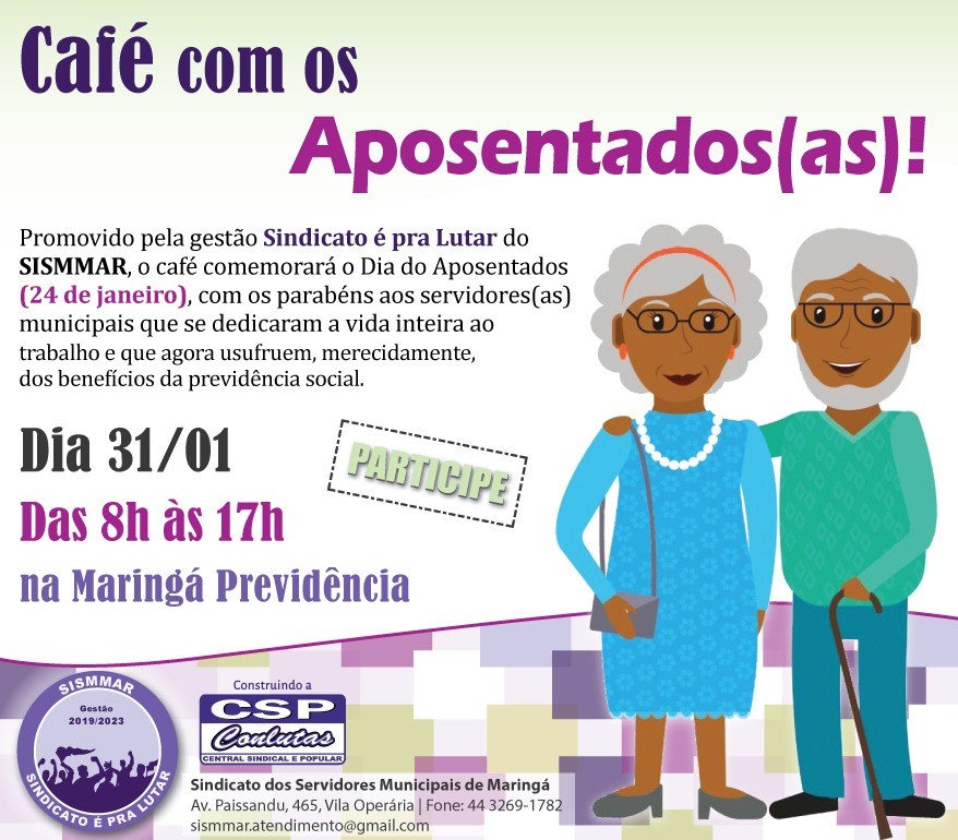 Diretoria do Sismmar convida todos aposentados para caf� da manh� no dia 31 de janeiro