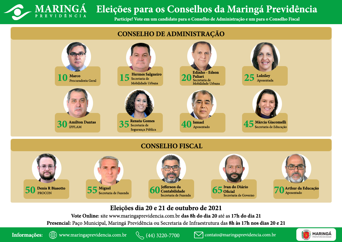 Come�am hoje (20) elei��es para Conselheiros Administrativo e Fiscal da Maring� Previd�ncia