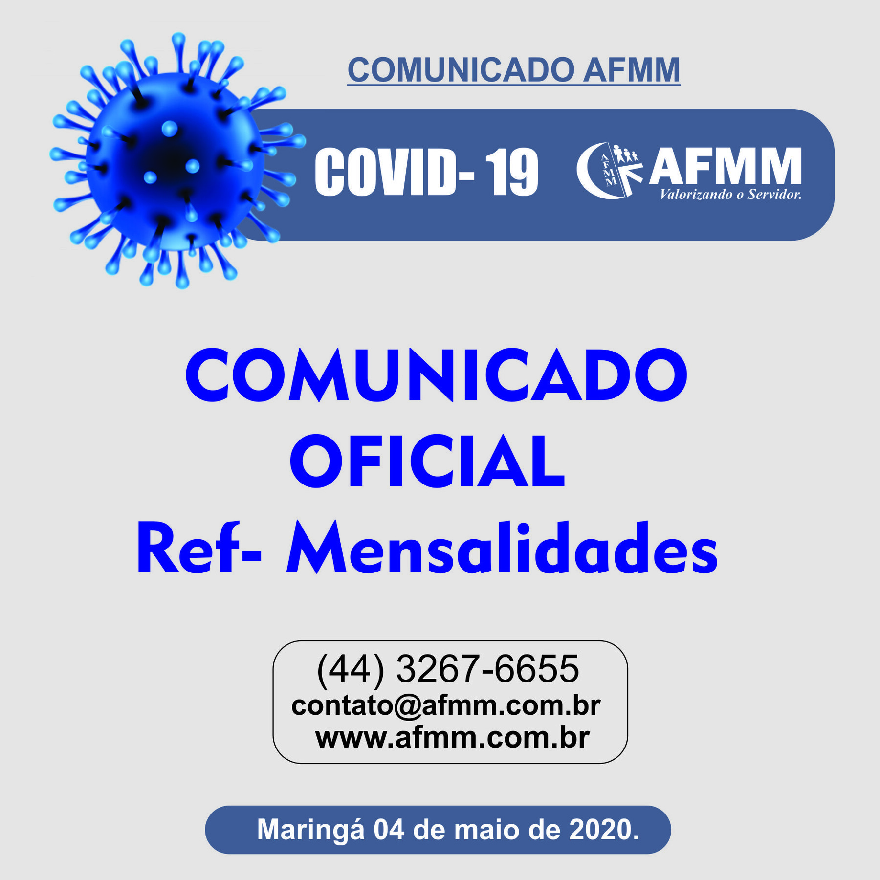 Comunicado sobre Mensalidade
