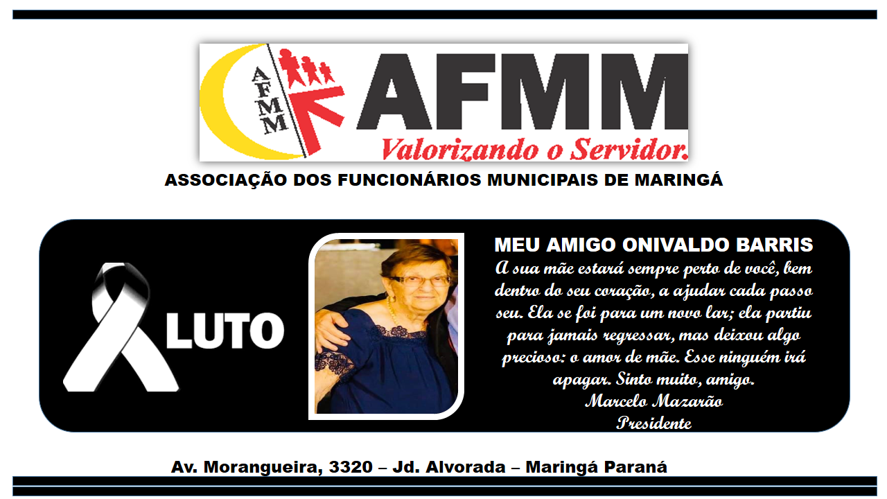 Nota de Falecimento: Alzira Barris, m�e do vereador Onivaldo Barris